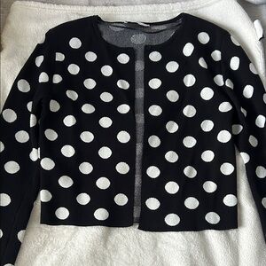 Mango Black & White Knit Cardigan